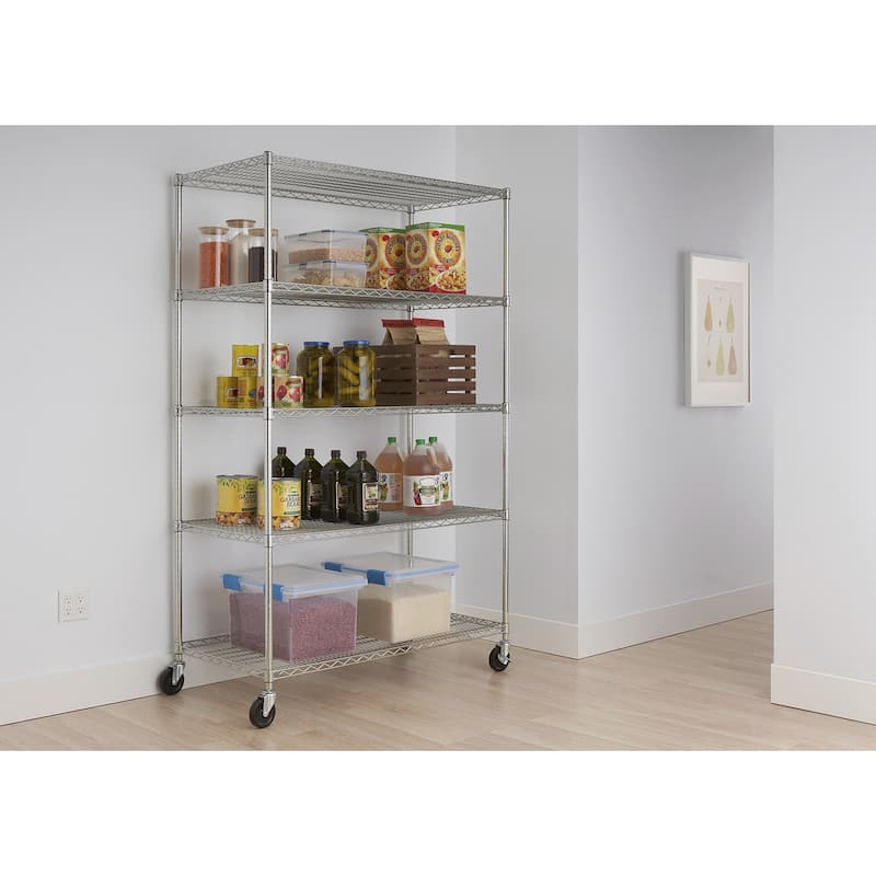 TRINITY EcoStorage® 5Tier 48x24x72 Commercial Chrome Wire Shelving w